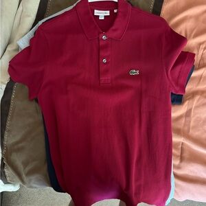 Grey & Red Lacoste Polos.